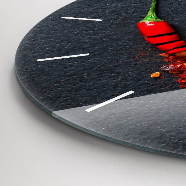 Round glass clock Red pepper seasoning