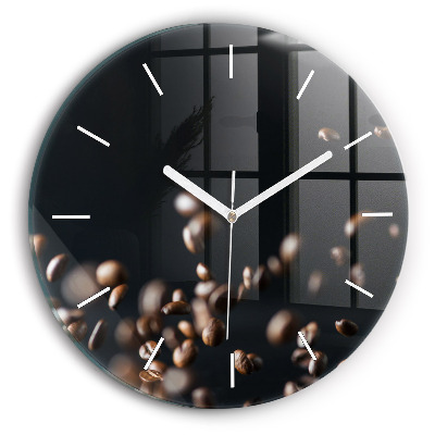 Round glass clock Coffee beans