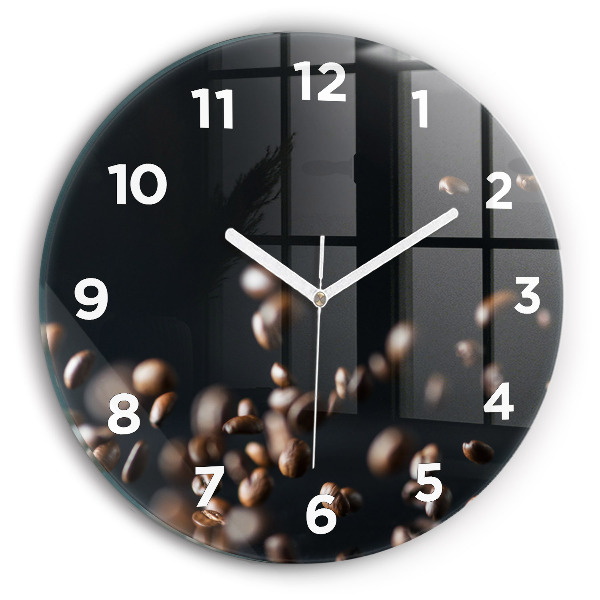 Round glass clock Coffee beans