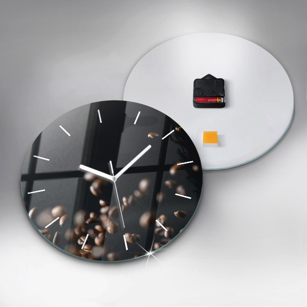 Round glass clock Coffee beans