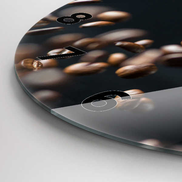 Round glass clock Coffee beans
