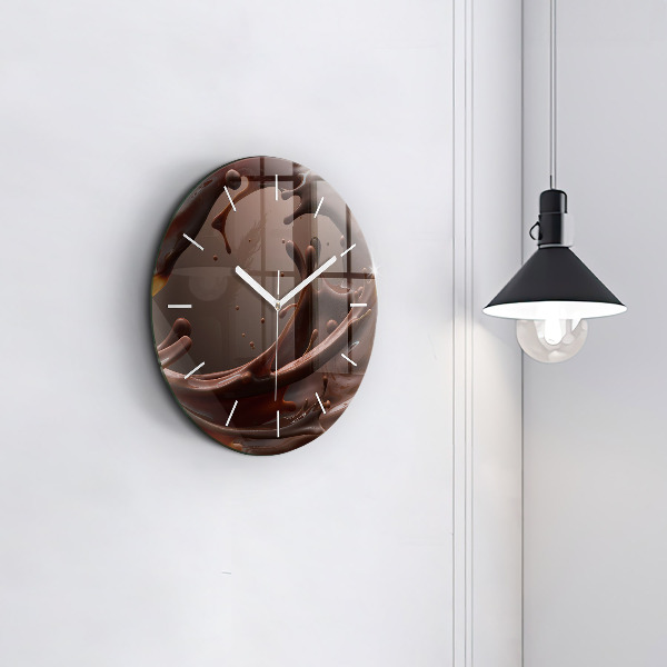Round glass clock Cocoa waves