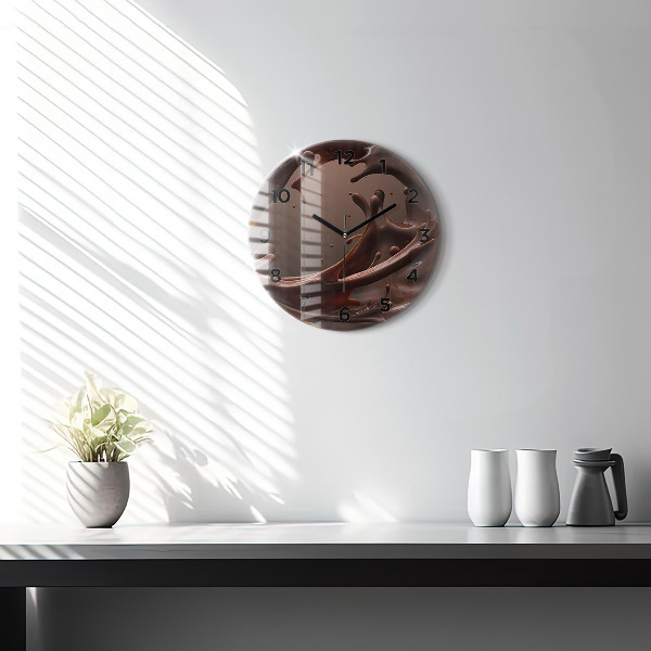 Round glass clock Cocoa waves