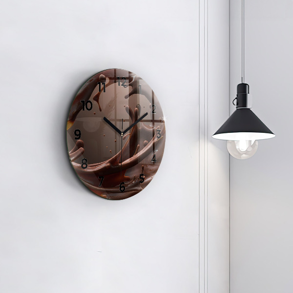 Round glass clock Cocoa waves
