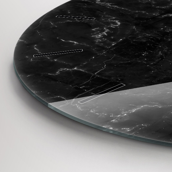 Round glass clock Black marble