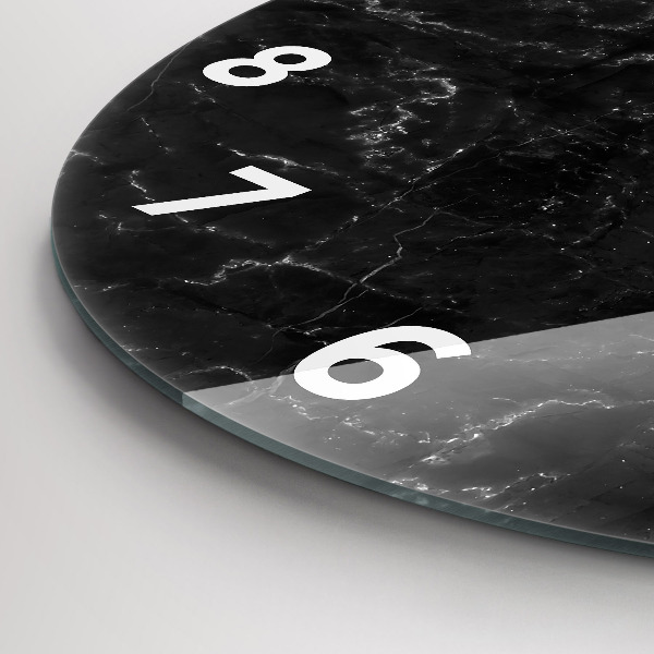 Round glass clock Black marble