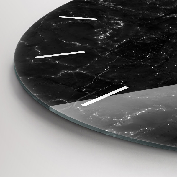 Round glass clock Black marble