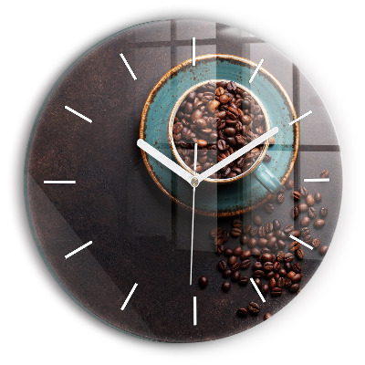 Round glass clock A cup of coffee