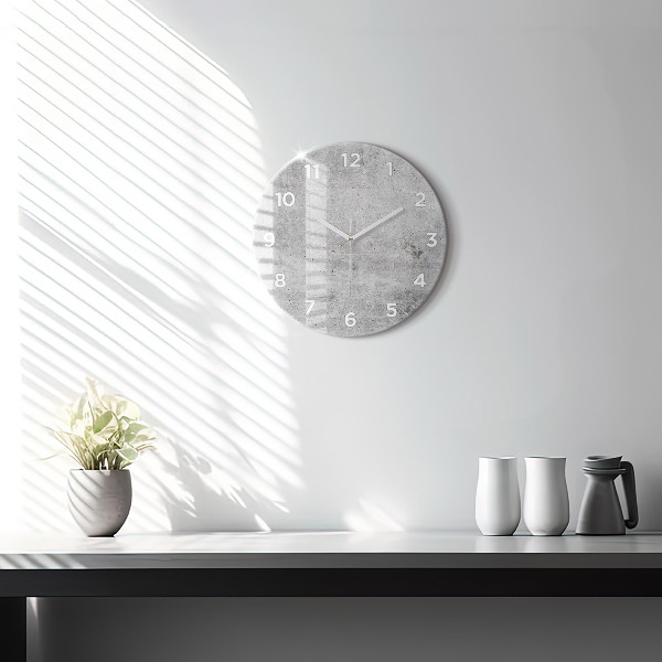Round glass clock Raw wall