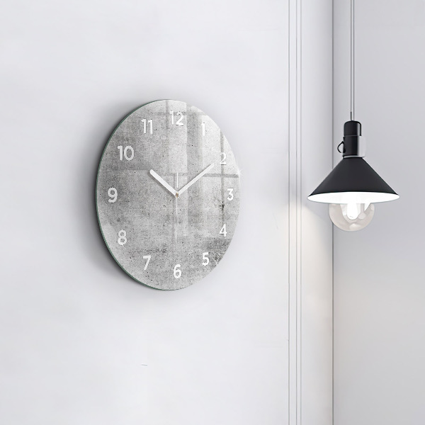 Round glass clock Raw wall