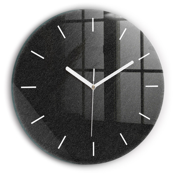Round glass clock Dark rock