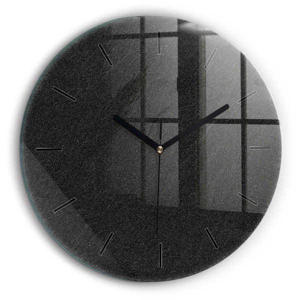 Round glass clock Dark rock