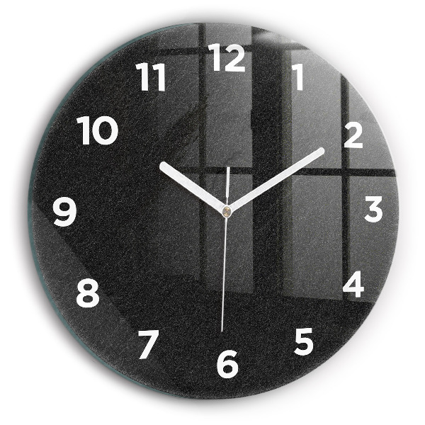 Round glass clock Dark rock