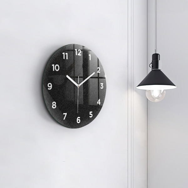 Round glass clock Dark rock