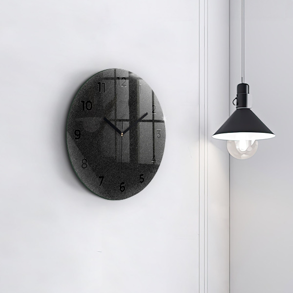Round glass clock Dark rock