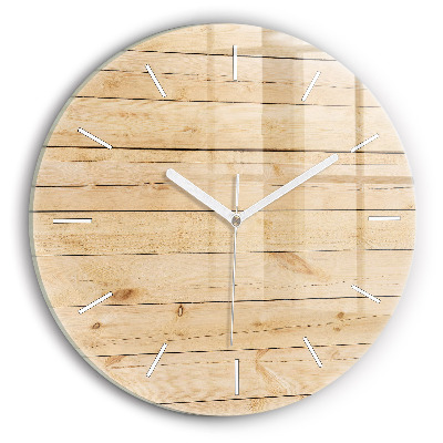 Round glass clock Wooden boards