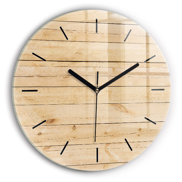 Round glass clock Wooden boards