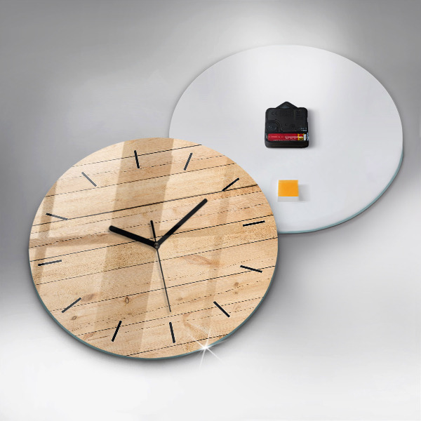 Round glass clock Wooden boards