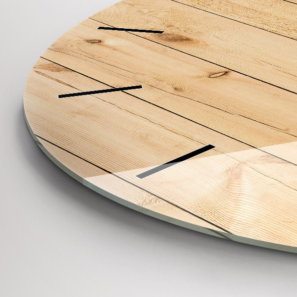 Round glass clock Wooden boards