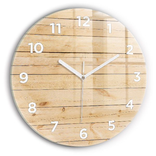 Round glass clock Wooden boards