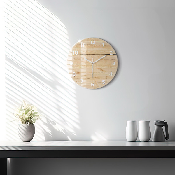 Round glass clock Wooden boards