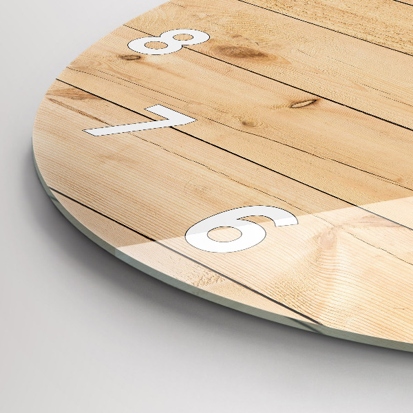 Round glass clock Wooden boards