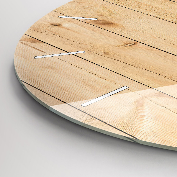 Round glass clock Wooden boards