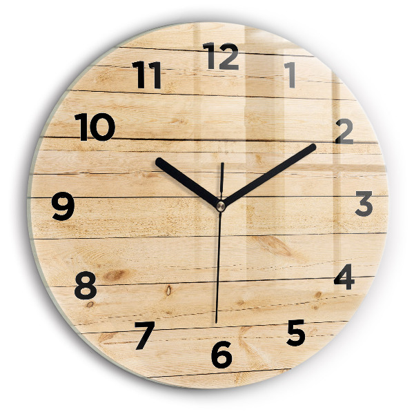 Round glass clock Wooden boards
