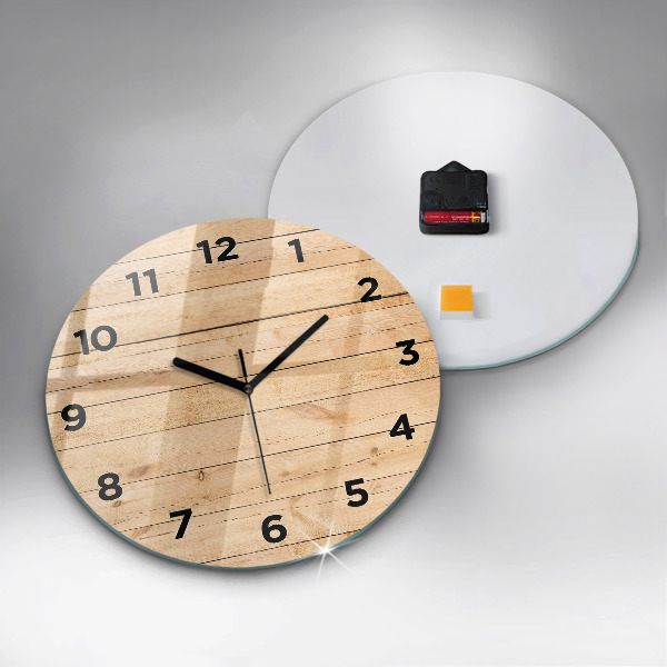 Round glass clock Wooden boards