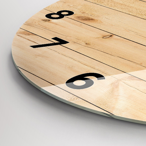 Round glass clock Wooden boards