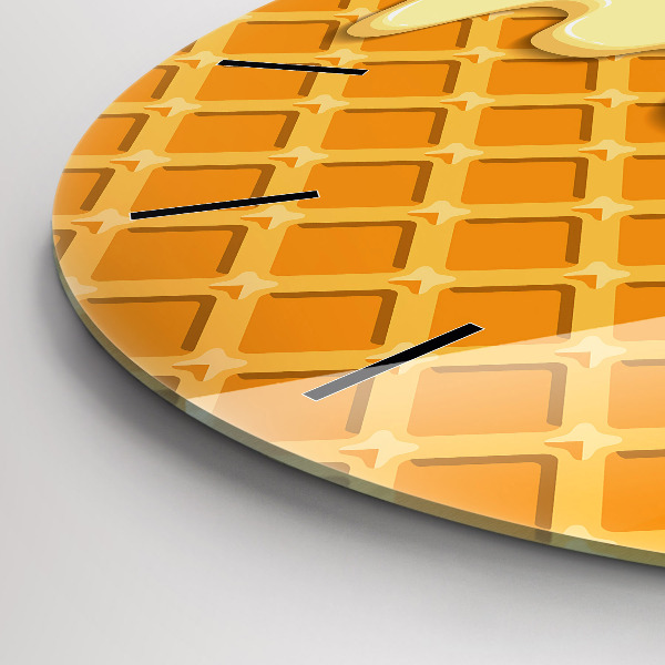 Round glass clock Waffle and ice cream