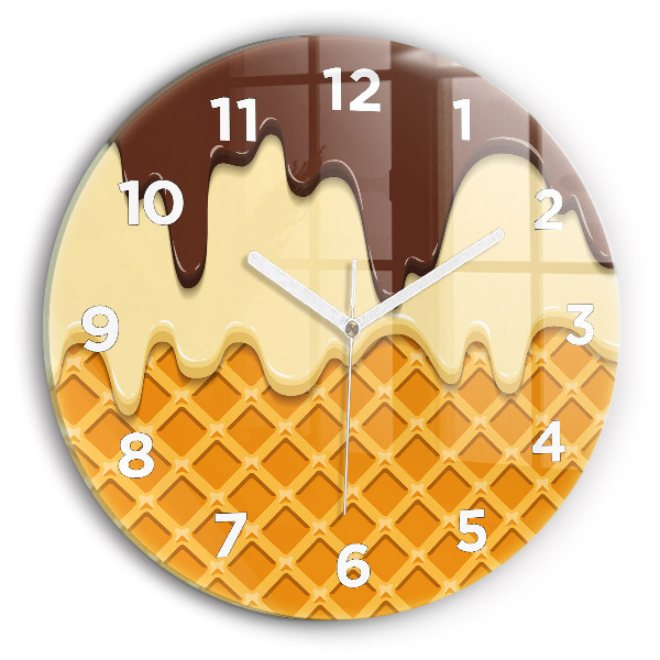 Round glass clock Waffle and ice cream
