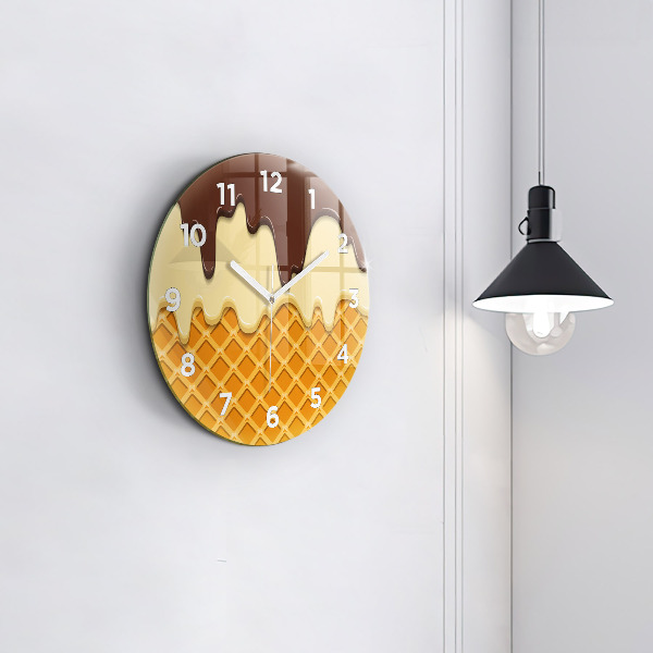 Round glass clock Waffle and ice cream