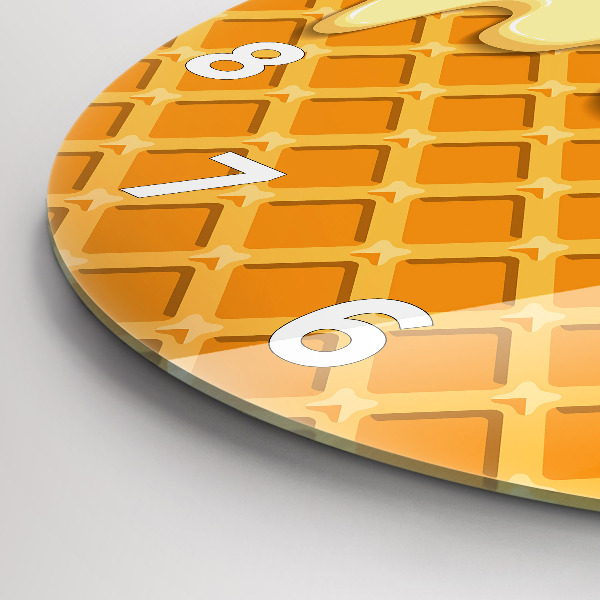 Round glass clock Waffle and ice cream