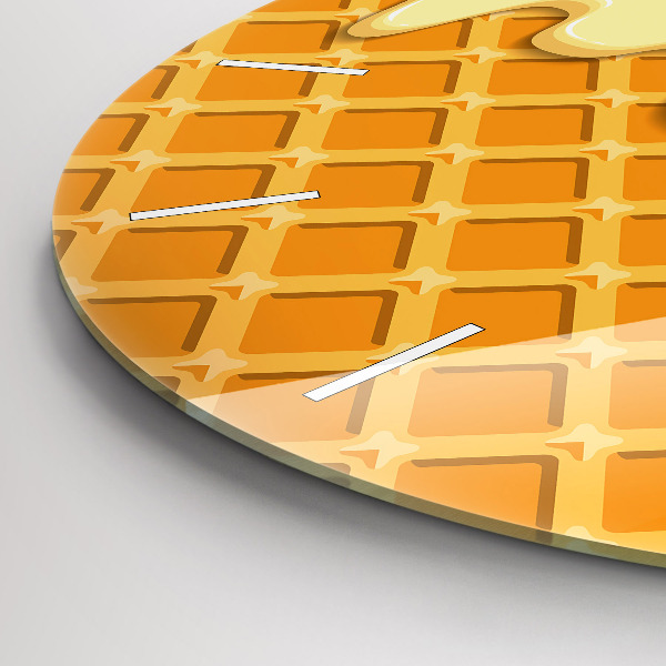 Round glass clock Waffle and ice cream