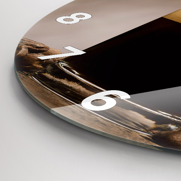 Round glass clock A cup of coffee