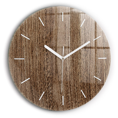 Round glass clock Dark wood