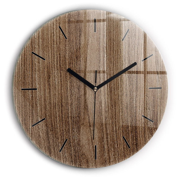 Round glass clock Dark wood