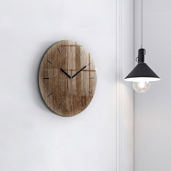 Round glass clock Dark wood
