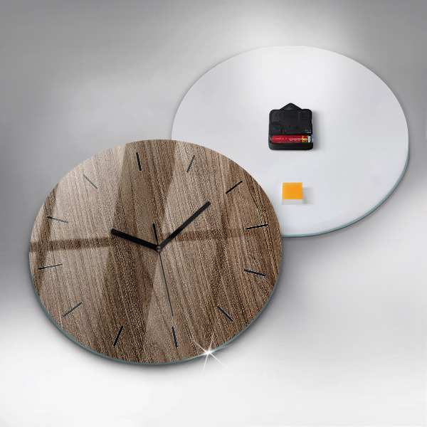 Round glass clock Dark wood