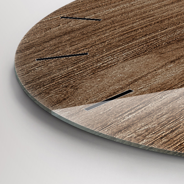 Round glass clock Dark wood