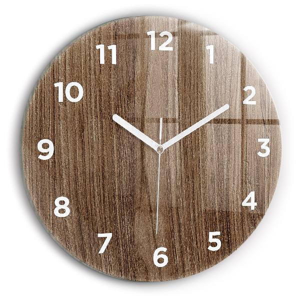 Round glass clock Dark wood