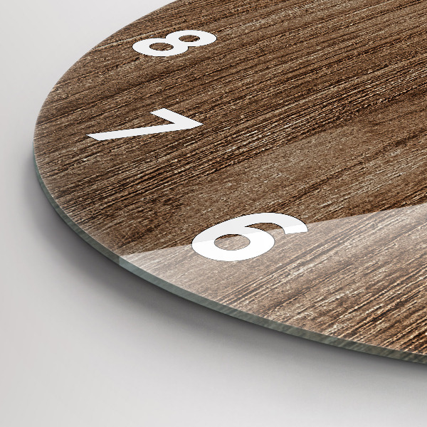 Round glass clock Dark wood