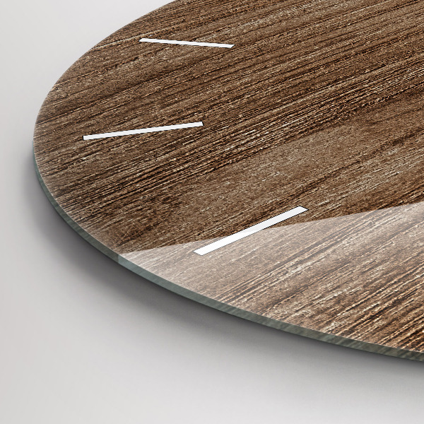 Round glass clock Dark wood
