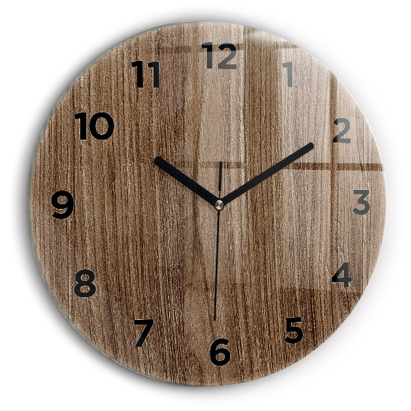 Round glass clock Dark wood