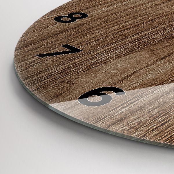 Round glass clock Dark wood