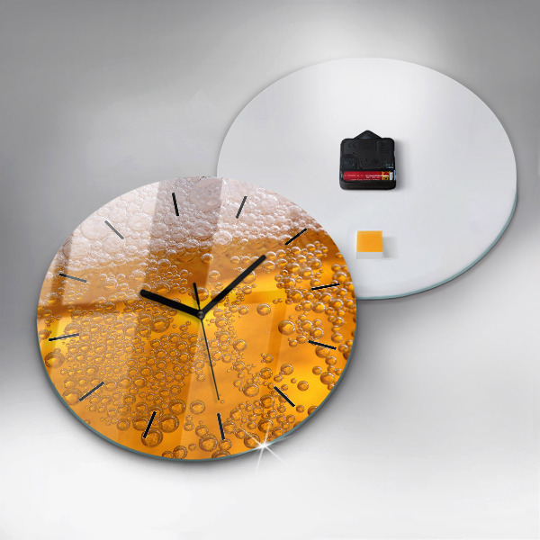 Round glass clock Beer with foam