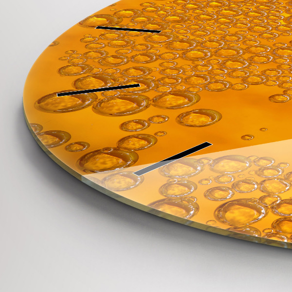 Round glass clock Beer with foam