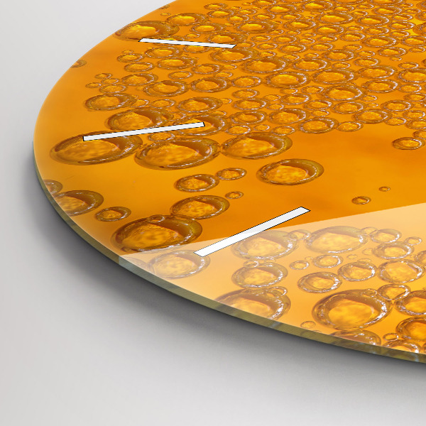 Round glass clock Beer with foam