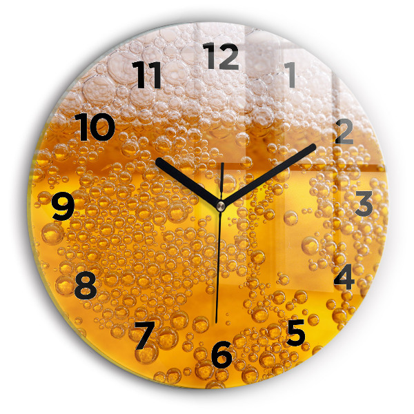 Round glass clock Beer with foam